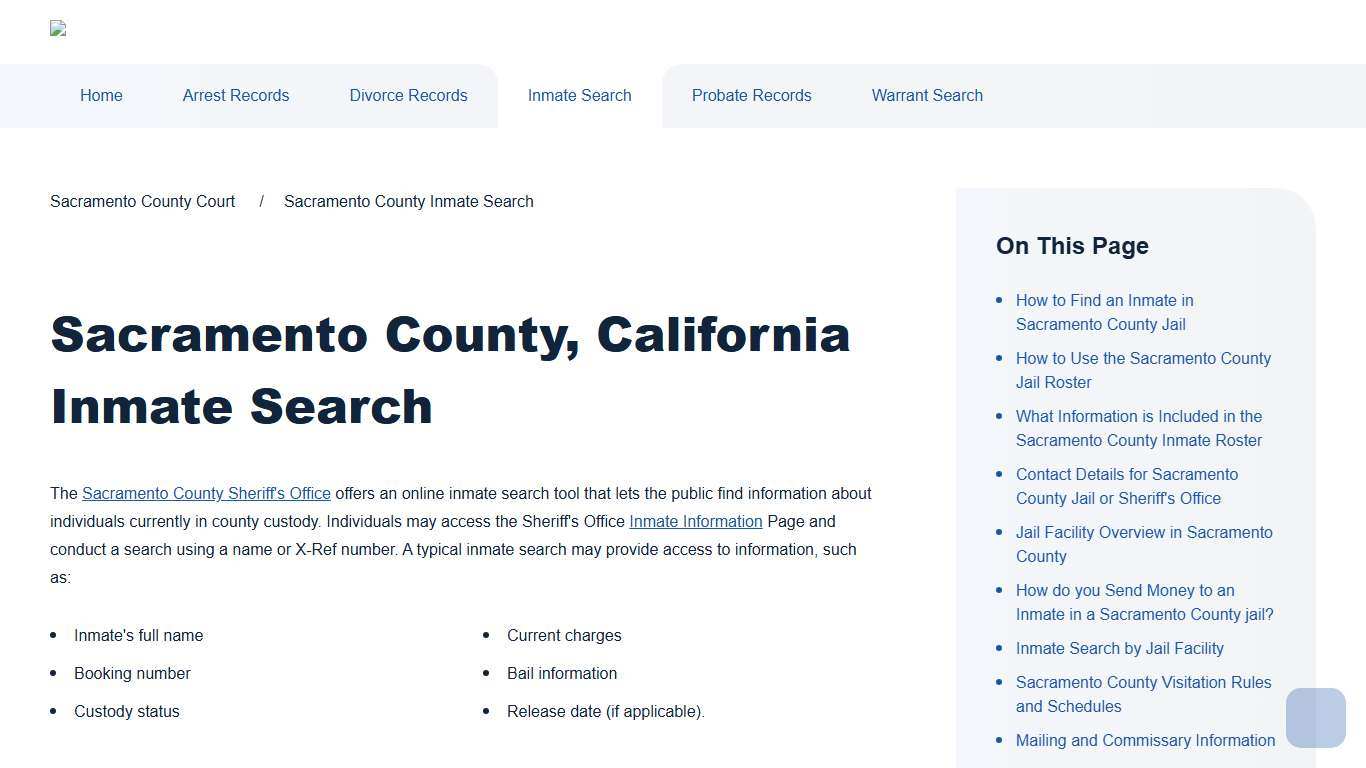 Sacramento County Inmate Search Sacramento County Court