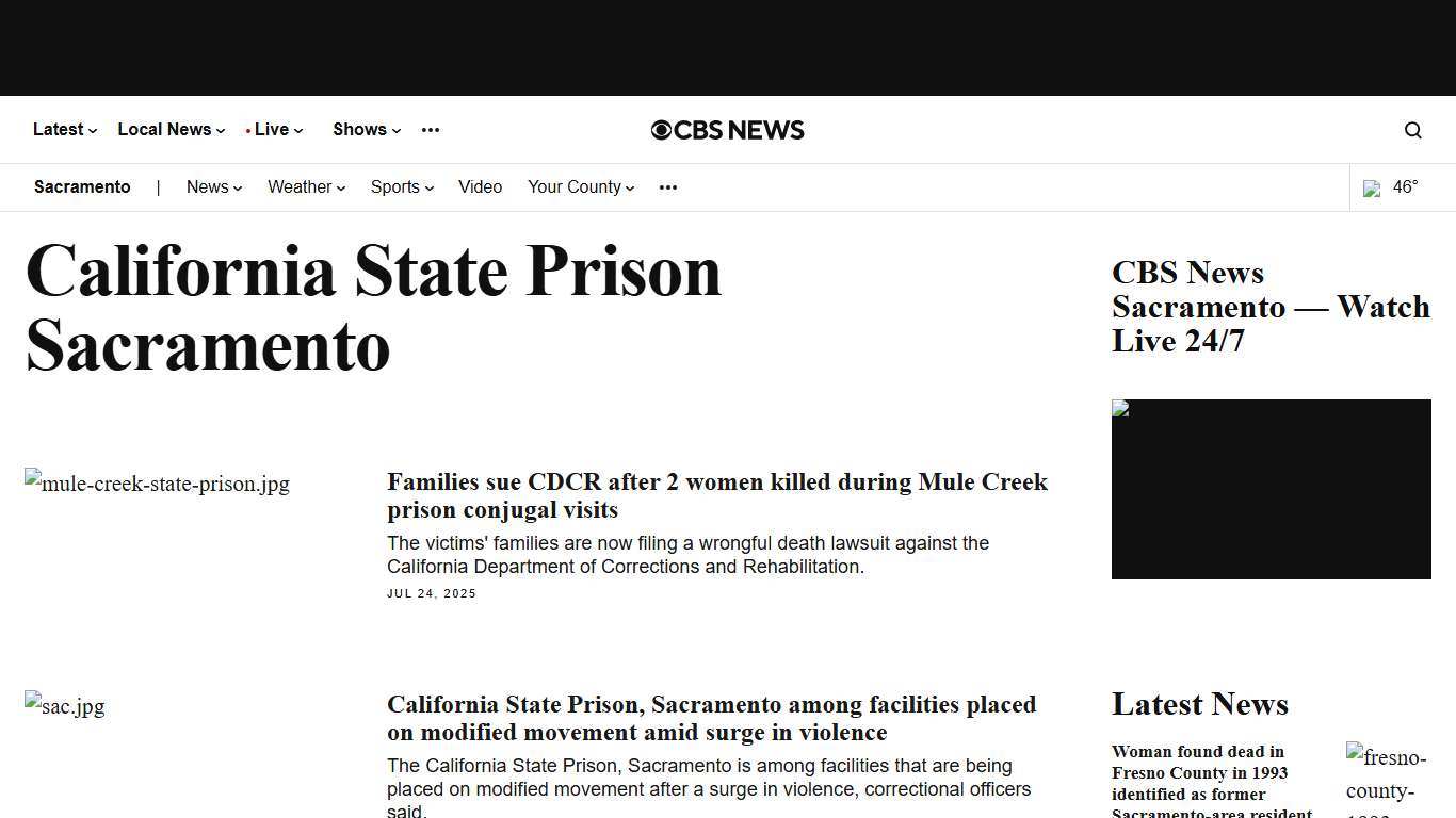 California State Prison Sacramento news - Today’s latest updates - CBS Sacramento